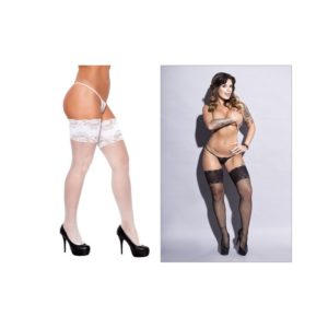 MEDIAS CON PUNTILLA ANCHA LISA TALLE XL