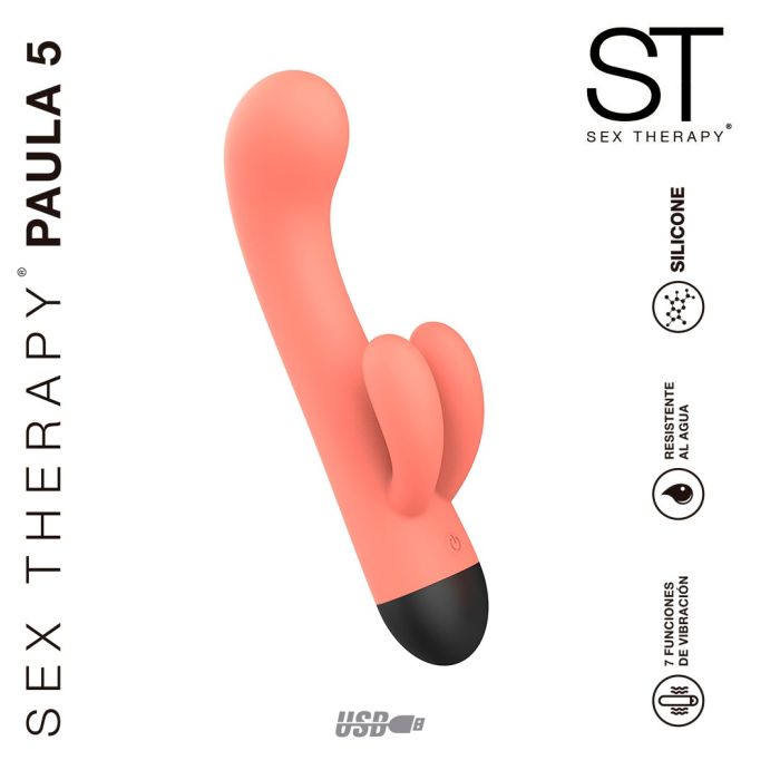 VIBRADOR DOBLE ESTIMULACION CARGA USB PAULA